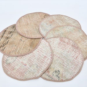 Rustic Rug Supla, Kilim Supla, Service Rug Placemat, Set Of Six, 10&quot;x10&quot; Table Decor, Dining Accesory, Handmade Rug Supla, Mouse Pad, 40