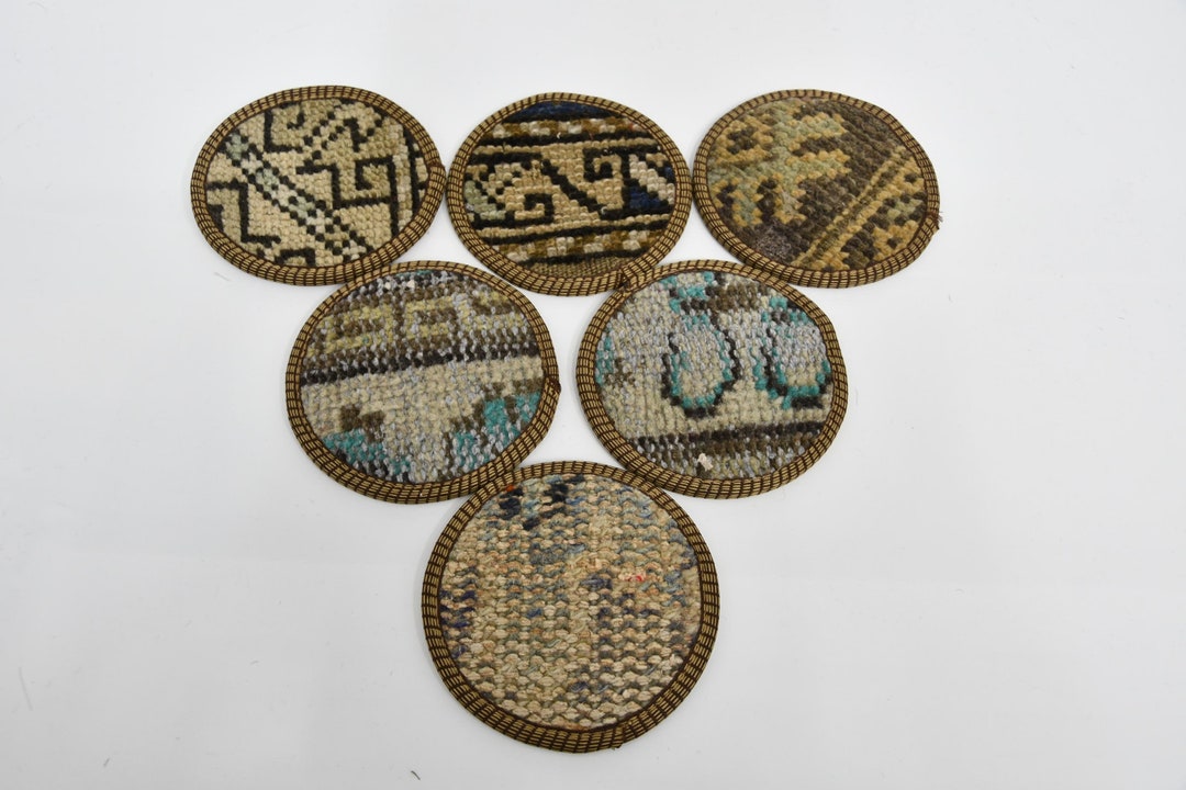Round Coaster, Kitchen Decor, Rug Coaster, Brown Coaster, Rug Coaster ...