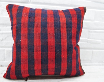Throw Pillow Covers, Personalized Gift, Kilim Pillows, 18x18 Bachelor Gift Cushion, Striped Pillow Cover, Kilim Rug Pillow Cover,  1270