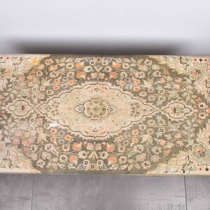 Vintage Medallion Bench, Turkish Rug Bench, Frontdoor Bench, Upholstered Bench, Walnut Bench Seat, Wood Work Bench, Modern Home Decor, image 5