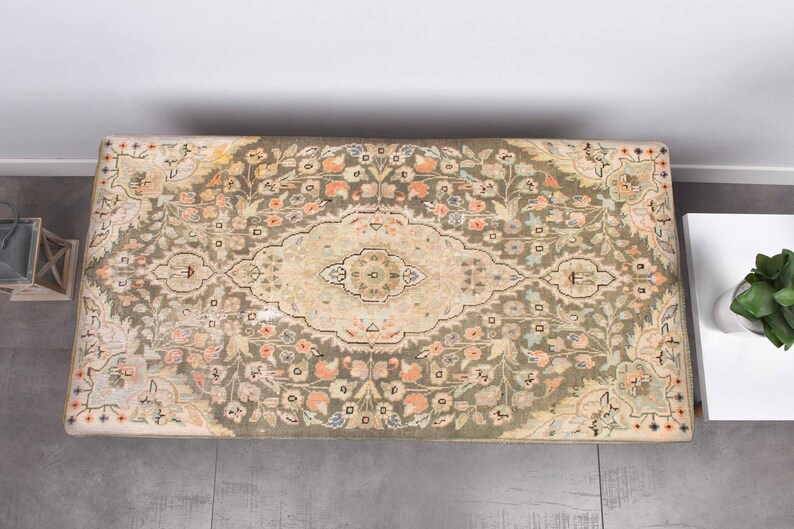 Vintage Medallion Bench, Turkish Rug Bench, Frontdoor Bench, Upholstered Bench, Walnut Bench Seat, Wood Work Bench, Modern Home Decor, image 5