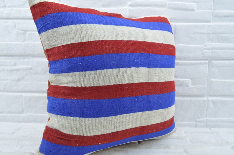 red striped kilim pillow antique kilim 20x20 kilim pillow bohemian kilim pillow cushion case anatolian kilim cover pillow No 1838
