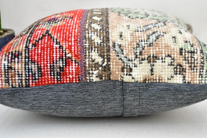 Eastern Rug Pillow Turkish Pillow Ottoman Rug Cushion Handmade Rug Pillow 4843 Rug Pillow 16x16 Pillow Cover Vintage Rug Pillow