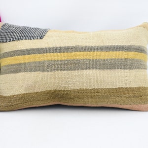 Kilim Pillow Cover, Kilim Pillow Covers, 12x20 Beige Pillow Covers, Striped Pillow Cover, Bedding Pillow Cover, Textured Pillow Case, 2465