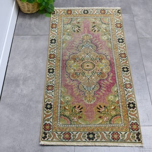 Carved Vintage Rug, Small Rugs, Turkish Rug, Embossed Oushak Rug, Rugs For Bathroom, 1.6x3.1 ft Purple Rug, Oushak Rugs, Small Woven Rug,