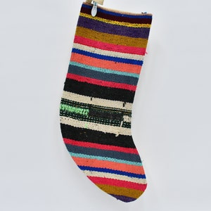 Monogrammed Stocking, Wholesale Stocking, Striped Stocking, Pink Stocking, Antique Stocking, Turkish Stocking, Kilim Stocking,  1462