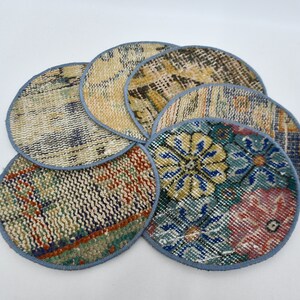 Round Rug Supla, Kilim Supla, Kitchen Decor, Set Of Six, Mouse Pad, 10&quot;x10&quot; Table Decor, Hand Crafted Rug Supla, Circle Under Plate, 68