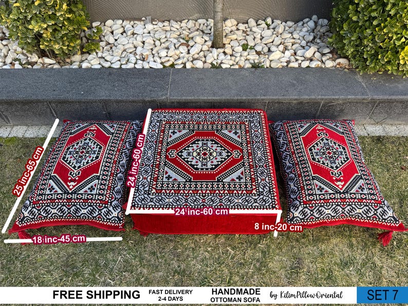 Sofa, Floor Sofa, Floor cushion, Arabic Sofa, Ottoman Sofa, Traditional Floor Cushion, Sark Kosesi, Couch Pillow, Turkish Kilim Pillow SET 7