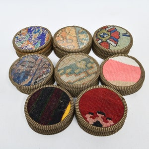 Ethnic Coaster Set, Wholesale Kilim Coaster, Washable Coaster, Non Slip Coaster, Circle Coaster, Gift For Her, Coffee Cup Pad, Gift Coaster,