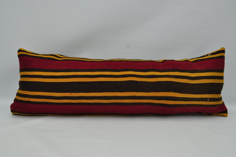 turkish kilim pillow kilim pillow 16x48 yellow striped kilim pillow bedroom pillow kelim kissen lumbar pillow king size pillow No 391