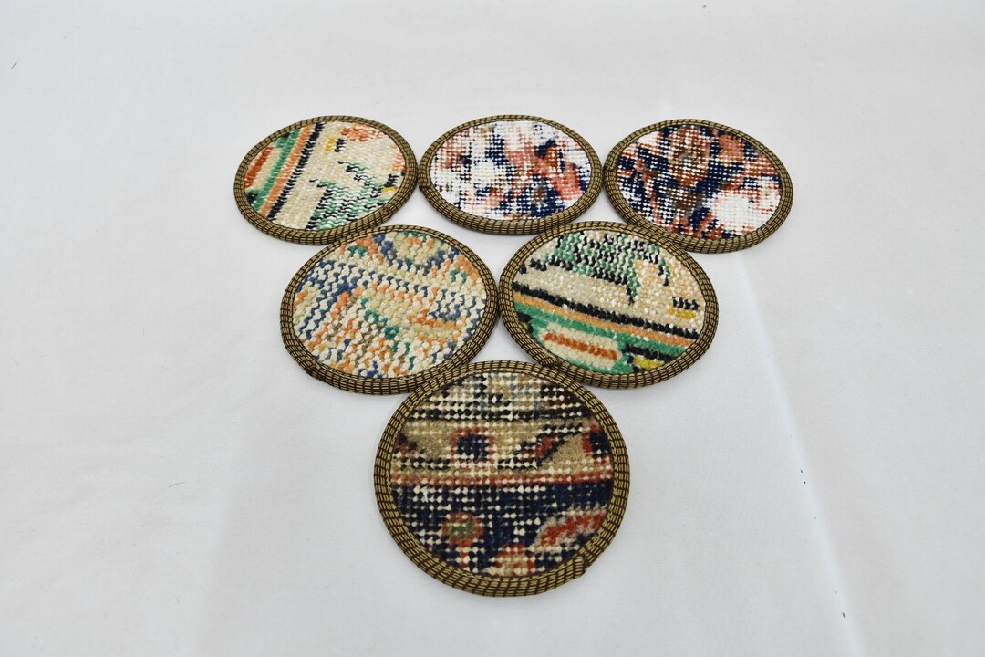 Round Coaster, Rug Coaster, Kitchen Decor, Beige Coaster, Rug Coaster ...
