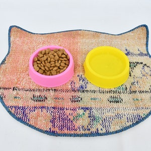 Rug Pet Mat, Feeding Pad, Water Pad, Pink Mat, Rug Mat, Vintage Pad, Pet Gift Mat, Washable Pad, Handmade Pad, Organic Pad,