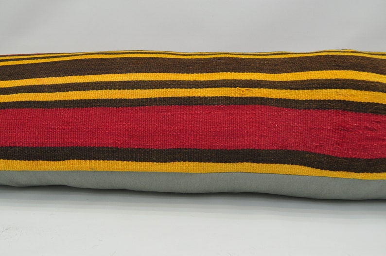 turkish kilim pillow kilim pillow 16x48 yellow striped kilim pillow bedroom pillow kelim kissen lumbar pillow king size pillow No 391