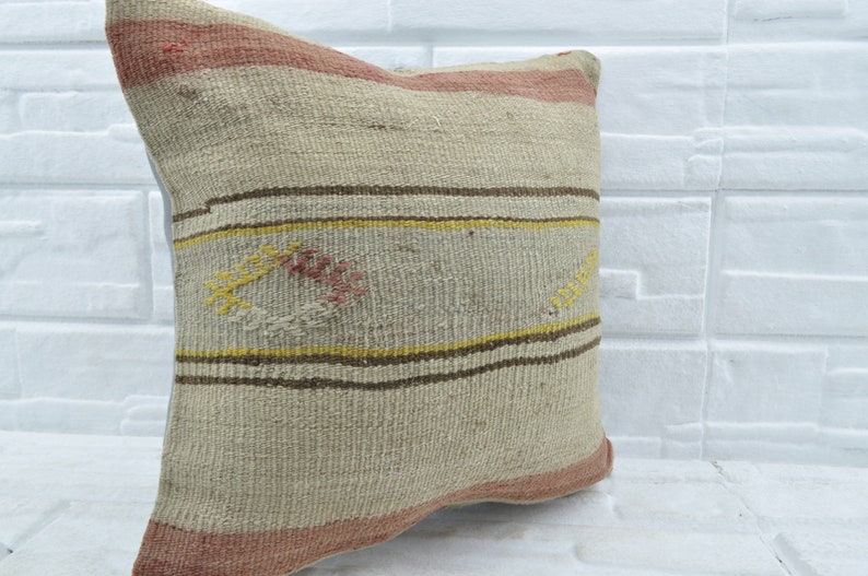 brown striped kilim pillow anatolian kilim pillow 18x18 kilim pillow ethnic pillow sofa pillow handmade kilim pillow throw pillows No 2696