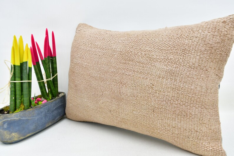 Hemp Pillow Lumbar Pillow Kilim Pillow Wool Pillow Pillows Handmade Pillow Cover Throw Pillow Outdoor No 3001 16x24 pillow cover