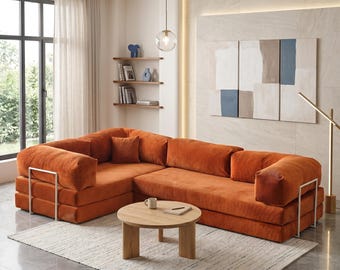 Corduroy Sectional Sofa Couch, Modern Lounge Couch, Modular Velvet Sofa, Living Room Sofa, Home Decor Sofa, Housewarming Gift