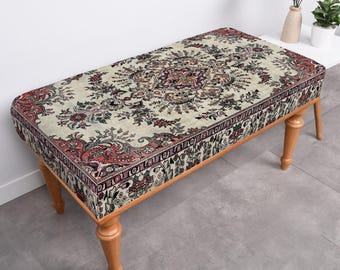 Banco tapizado, banco otomano, banco moderno, banco de madera, banco de pie de cama, muebles hechos a mano, taburete de tocador, banco de entrada.