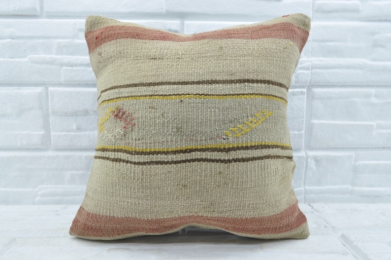 brown striped kilim pillow anatolian kilim pillow 18x18 kilim pillow ethnic pillow sofa pillow handmade kilim pillow throw pillows No 2696