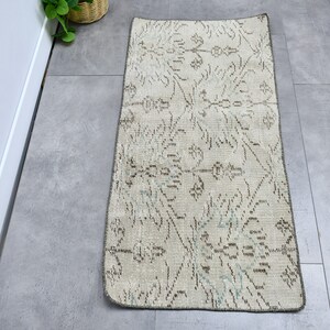 Vintage Rug, Turkish Rug, 2x4 ft Small Rugs, Muted Oushak Rugs, Rugs For Entry, 1.6x3.2 ft Beige Rug, Floor Rug, Oushak Small Rug,