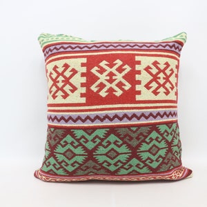 Turkish Kilim Pillow, Personalized Gift, Turkish Pillow, 28x28 Green Pillow Covers, Double Sided Pillow Pillow, Patterned Cushion Case,   51