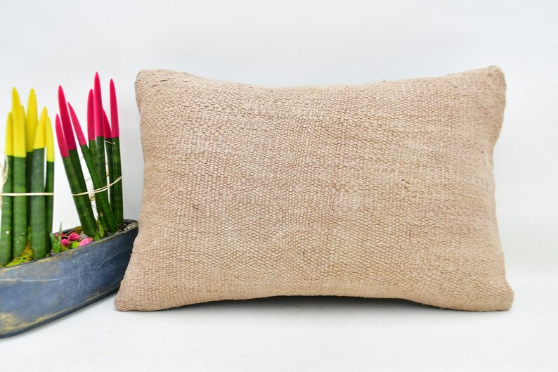 Hemp Pillow Lumbar Pillow Kilim Pillow Wool Pillow Pillows Handmade Pillow Cover Throw Pillow Outdoor No 3001 16x24 pillow cover