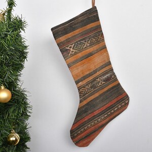 Handmade Christmas Stocking, Rustic Kilim Stocking, Vintage Decor, Custom Family Stocking