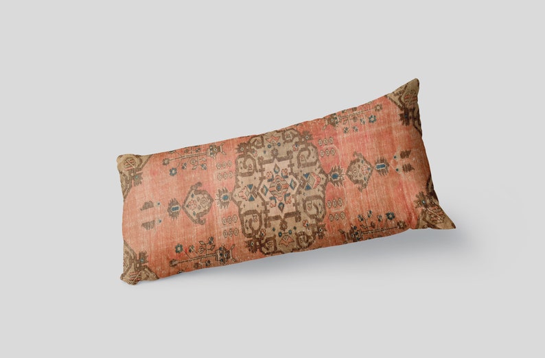 Vintage Turkish Kilim Pillow Cover, Oriental Rug Design, Chenille Fabric imagen 9