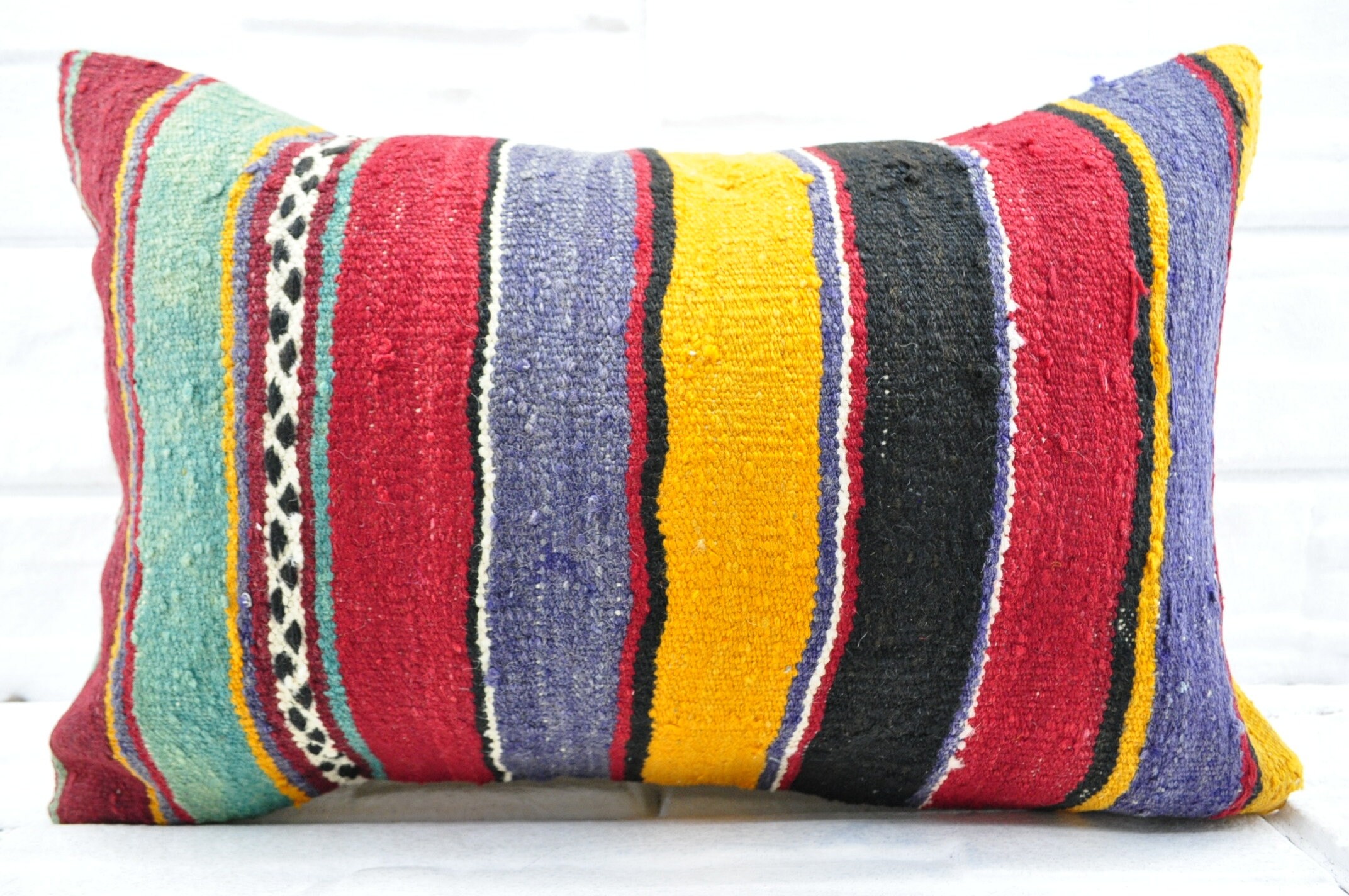 Turkish kilim pillow 16x24 Patterned Kilim Pillow Anatolian Etsy