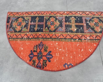 Vintage Doormat, Decorative Rugs, Handmade Rug, 19x24 Housewarming Gift, Kilim Doormat, Personalized Gift, Rug Doormat, Half Round Doormat,