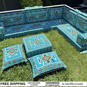 Kilim Design Sofa, Arabic Seating, Moroccan Sofa, U-shaped Sofa, Floor Seating, Handmade Sofa, Ottoman Floor Seating, Traditional Floor Sofa