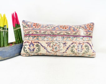 Designer Pillows, Home Decor Pillow, Kilim Pillow Cases, 12x24 Beige Pillow Cover, Rug Pillow Case, Moroccan Kilim Cushion Case, 3809