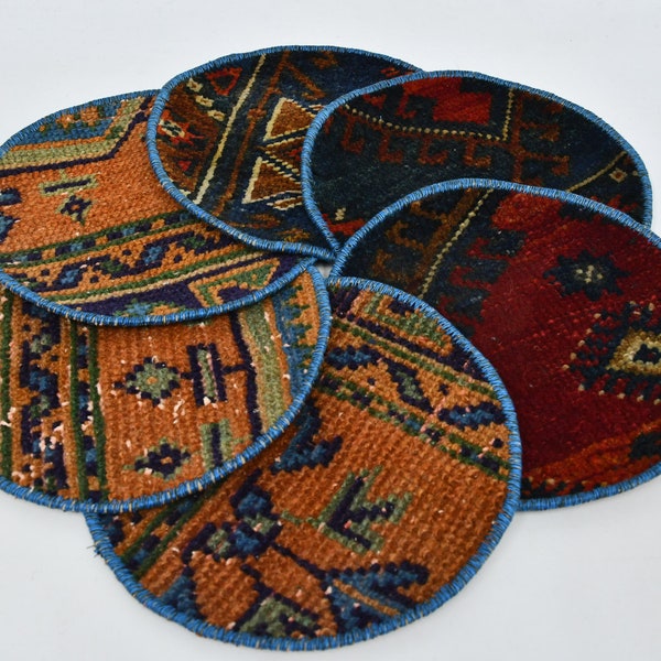 Wholesale Rug Supla, Kilim Supla, Kitchen Decor, Set Of Six, Mouse Pad, 10"x10" Table Decor, Round Under Plate, Tribal Rug Supla, 55