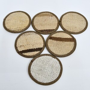 Round Coaster, Coffee Cup Pad, Drink Coaster, Beige Coaster, Striped Coaster, Unique Coaster, Vintage Pad, Tribal Coaster,