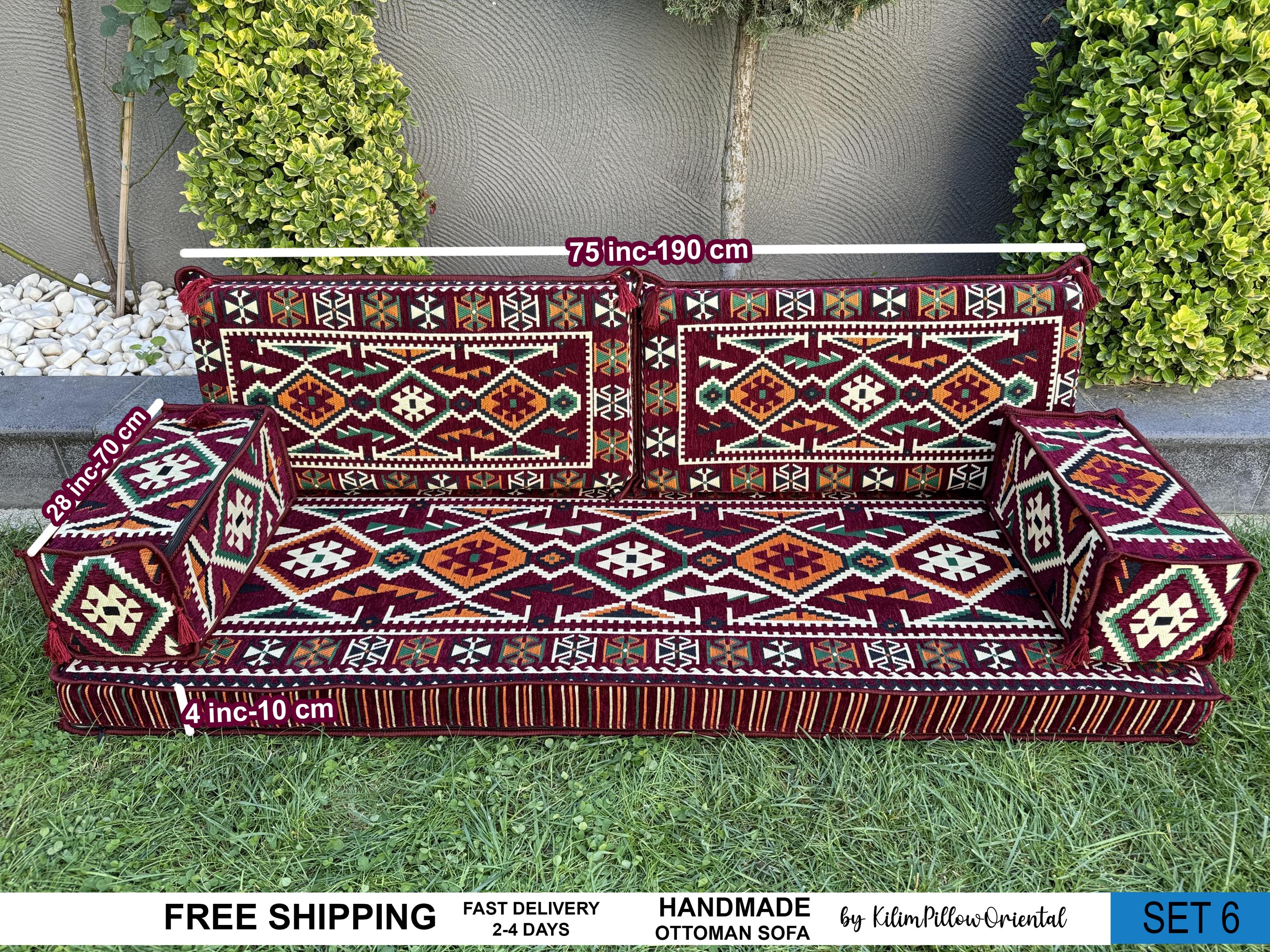 Arabic seating, Moroccan sofa, Modern Sofa, U-shaped sofa, Majlis seating, Floor cushions, Living room floor sofa, Ottoman floor seating,