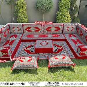 Floor sofa, Arabic seating, Moroccan sofa, U-shaped sofa, Sectional floor seating, Majlis seating, Floor cushions, Living room floor sofa, imagem 2