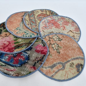 Gift For Her, Kilim Supla, Service Rug Placemat, Set Of Six, 10&quot;x10&quot; Kitchen Decor, Dining Accesory, Handmade Rug Supla, Mouse Pad, 93