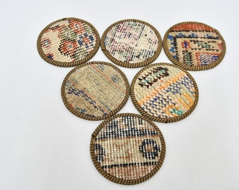 Drink Coaster, Beer Coaster, Kitchen Decor, Beige Coaster, Rug Coaster, Tribal Coaster, Washable Coaster, Antique Rug Pad,