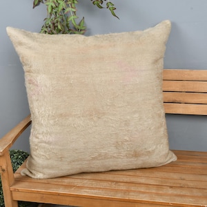 Ethnical Kilim Rug Pillow, Turkish Pillow, 32x32 Kilim Pillow, Home Decor Pillow, Beige Pillow Cover, Simple Monochrome Pillow,