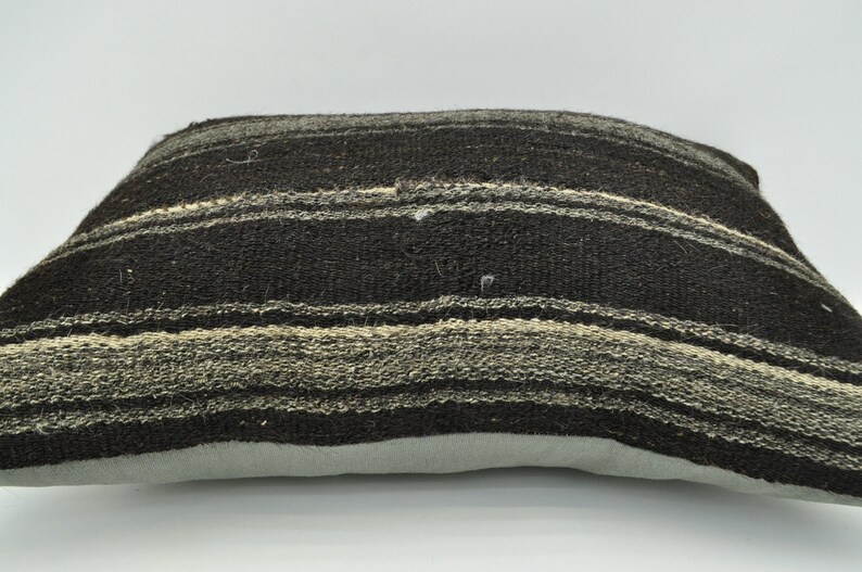 kilim pillow turkish kilim pillow 16x24 gray striped kilim pillow bohemian kilim pillow handmade pillow lumbar pillow cushion case No 1420