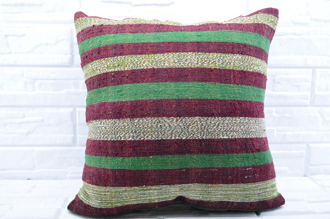 Throw Pillow Covers, Kilim Pillow Cases, 28x28 Green Pillow Covers