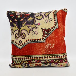 Kilim Pillows, Personalized Gift, Home Decor Pillow, 24x24 Red Cushion, Rug Pillow, Retro Cushion Case, Gothic Throw Cushion,   1630
