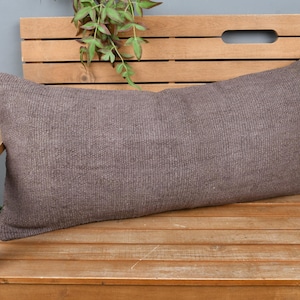 Vintage Kilim Throw Pillow, Throw Kilim Pillow, 16x36 Kilim Pillow, Home Decor Pillow, Purple Pillow Cover, Handwoven Kilim Lumbar Pillow,