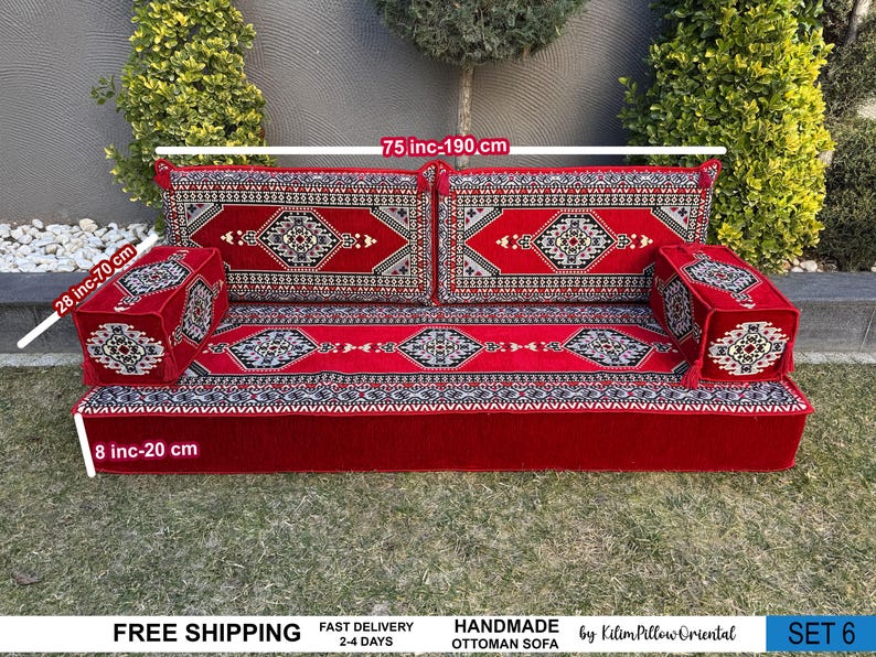 Sofa, Floor Sofa, Floor cushion, Arabic Sofa, Ottoman Sofa, Traditional Floor Cushion, Sark Kosesi, Couch Pillow, Turkish Kilim Pillow image 6