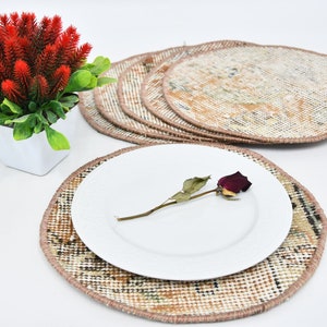 Turkish Rug, Kilim Supla, Service Rug Placemat, Set Of Six, 10&quot;x10&quot; Kitchen Decor, Dining Accesory, Mouse Pad, Handmade Rug Supla,  41