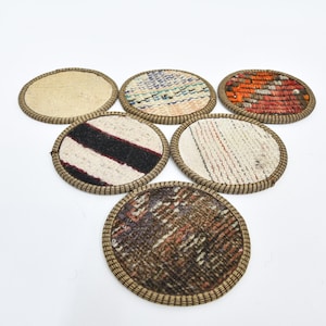 Gift For Her, Kilim Coaster, Round Coaster, Red Coaster, Striped Coaster, Woven Pad, Washable Coaster, Gift Pad, Coffee Coaster,