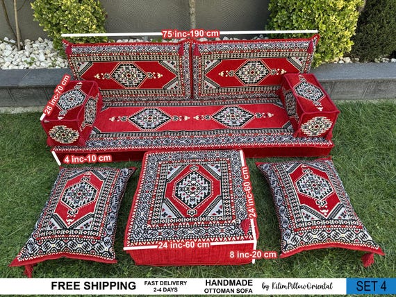 Floor sofa, Arabic seating, Moroccan sofa, U-shaped sofa, Sectional floor seating, Majlis seating, Floor cushions, Living room floor sofa,