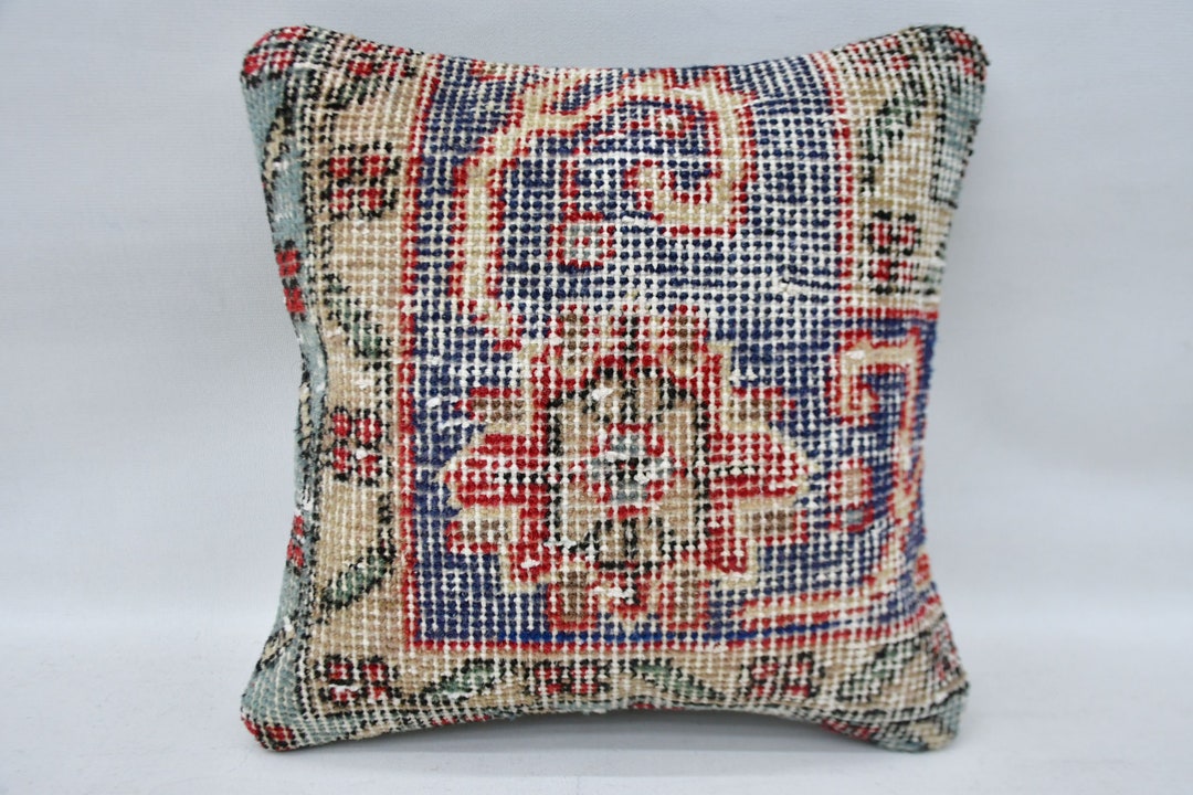Personalized Pillow, Throw Pillow Cover, Kilim Pillows, 12x12 Blue