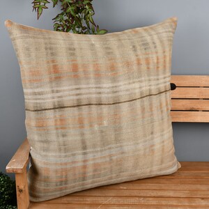 Throw Pillow Cover, Kilim Pillow, Kilim Pillow Cases, Home Decor Pillow, 32x32 Beige Cushion, Striped Pillow,  Cushion Case,  266