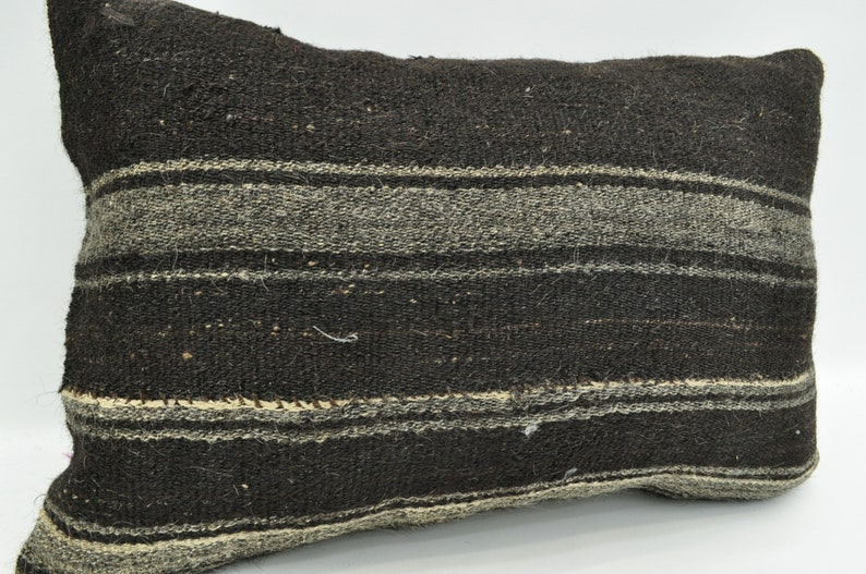 kilim pillow turkish kilim pillow 16x24 gray striped kilim pillow bohemian kilim pillow handmade pillow lumbar pillow cushion case No 1420