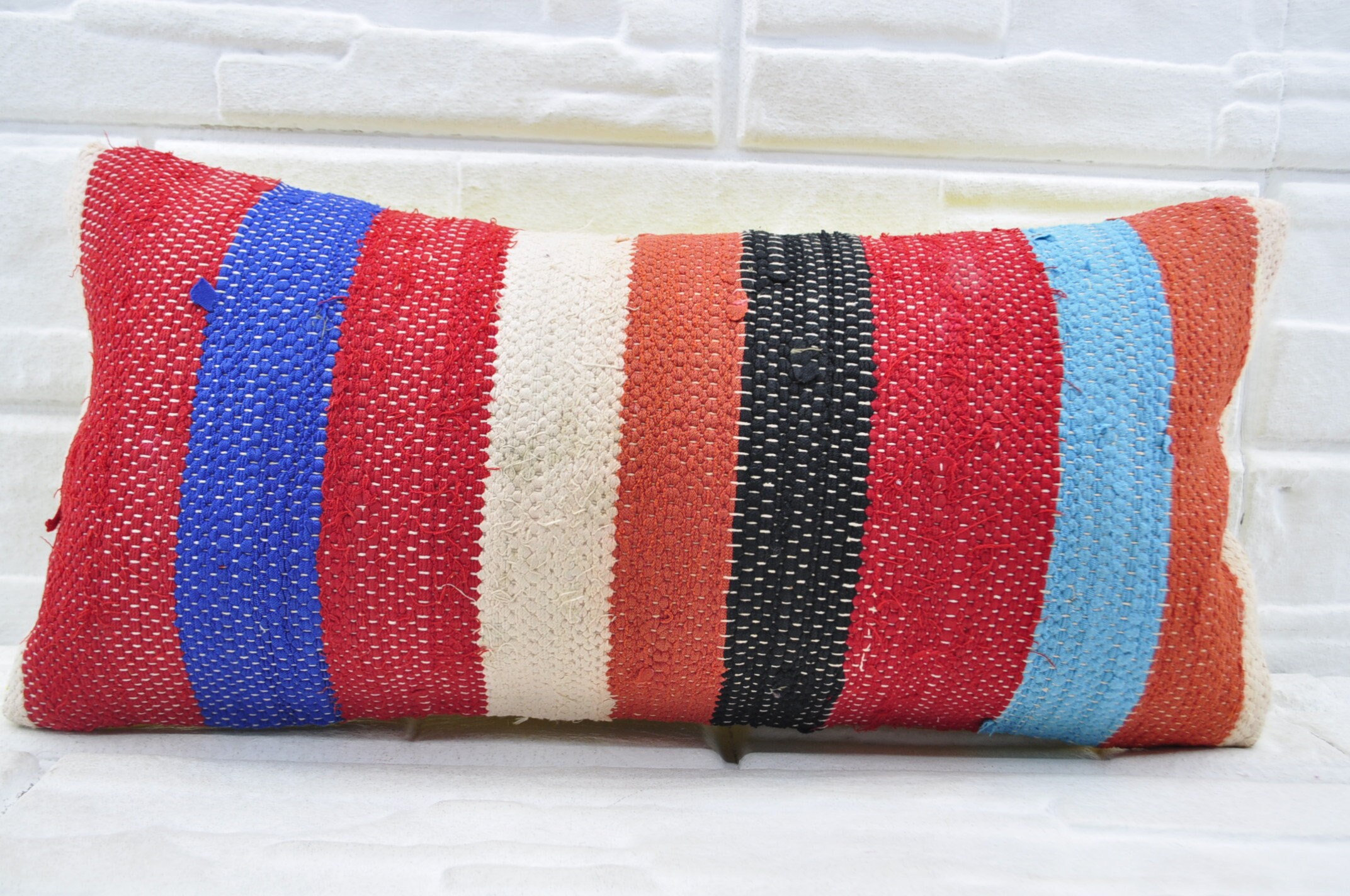 12x24 Kilim Pillows Ottoman Pillow Striped Pillow Cushion Etsy